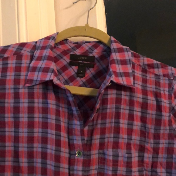 J. Crew plaid button Size 4 100% cotton Red/purple - Picture 2 of 2
